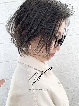 ヘアーワークスヴィクサス(HAIR WORKS VIXUS) 【山口圭亮】アッシュグレー/ハイライト/ショートボブ