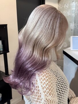 ペレ 渋谷(PELE) K132_ホワイトベージュ×パープル ブリーチ2回~