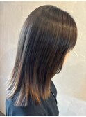 黒髪ストレートロングヘア透明感アッシュグレージュ20代30代40代