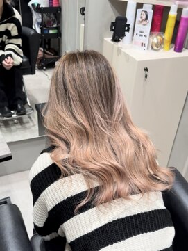 チェリーレッドバーガンディピンクベージュバレイヤージュ