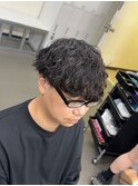 爽やかビジネスツーブロック無造作ナチュラル波巻きパーマ