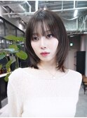 前髪カットミディアム韓国ヘア顔周りレイヤー_F21511