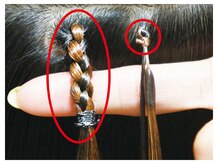 パーティパーティ ヘア(PARTYPARTY hair)の雰囲気（（左）従来の編み込み（右）接合部わずか5mmのプルエクステ）