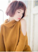 *mod's姪浜*…大人ハイライトベイビーピンク小顔フェザーボブe