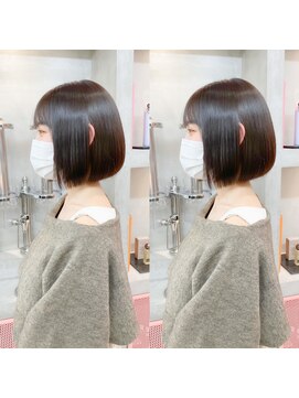 ロンドポレール 北千住(Lond polaire) 【米倉かずひさ】ミニボブ ダークアッシュ イメチェン