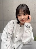 前髪カット顔まわり似合わせ外ハネくびれレイヤーミディ
