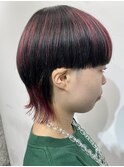 □ ハッシュカットグレージュデザインカラーツートンカラー
