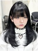 レイヤーカットミルクティーベージュケアブリーチダブルカラー