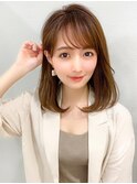 イメチェン美髪外ハネボブミディアムストレート寒色系カラー