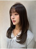 髪質改善縮毛矯正レイヤーカット顔周り前髪韓国ミニウルフ/銀座