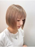 大人可愛い/ショートボブ/ミニボブ/切りっぱなしボブハイトーン