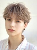 ハイトーンカラーフェザーパーマニュアンスパーマセンターパート