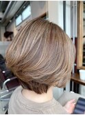 40代50代大人ショートボブ/恵比寿渋谷/白髪ぼかしハイライト2511