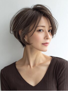 ハーツ 青山表参道店(Heart's) 白髪ぼかし脱白髪染め似合わせショートボブ40代50代60代