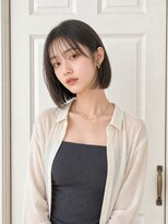アロマ ヘアー ルーム 新宿3号店(AROMA hair room)&nbsp;タッセルボブ/ミディアムボブ/アッシュブラック/前髪カット/新宿