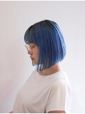 【お客様ヘア】前下がりボブ×アクアブルー