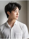 好印象★メンズショート黒髪センターパート