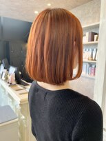 キャアリー(Caary)&nbsp;福山人気オレンジカラーケアブリーチ内巻き艶髪ボブミディ20代夏