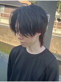 センターパート/エンドカラー/赤