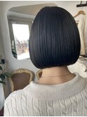 重め黒髪大人女子のツヤ髪おかっぱボブ美シルエットボブ世田谷