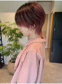 【mimura】ウルフカット　ショートウルフ　ピンクカラー　草加