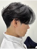 メンズセンターパートウルフセンターパートニュアンスパーマ襟足