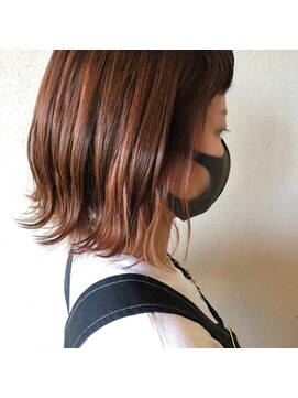 アコット(Acotto.) インナーカラー　オレンジベージュ　ボブ