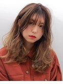 シースルーバング ふんわりコテ巻き