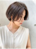 ハンサムショート・小顔カット・ペールベージュ・大人かわいい
