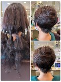 ヘアドネーション後の骨格補正可愛いショートヘアカット