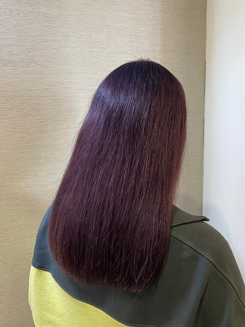 赤みブラウン/韓国風ストレートロング/髪質改善トリートメント