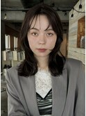 【徳岡】ミディアム パーマ 暗髪 グレージュカラー 就活カラー