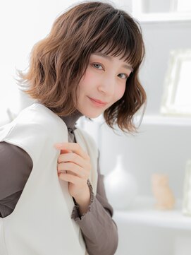 カバーヘア 上尾西口店(COVER HAIR) ぱっつん前髪切りっぱなし耳かけ外ハネロブc6上尾20代30代40代