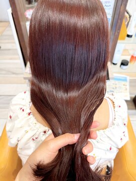 TJ天気予報 3t 日進店 セミロング/ピンクブラウン/水素カラー/艶感/艶髪/透明感