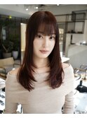 くびれレイヤー/オリーブベージュ/顔周り/シースルー/銀座