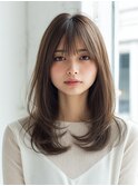 ミディアムレイヤー/ハッシュカット/ブラウン/シャギーカット
