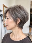 白髪ぼかし脱白髪染め大人ショート40代50代60代