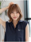 大人かわいい前髪セシルカットココアブラウンフリンジウェーブ 