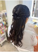 結婚式 二次会 お呼ばれ 編み込みハーフアップ