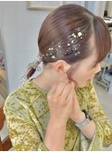 20代30代大人可愛い♪結婚式お呼ばれローポニー金箔
