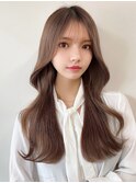 大人可愛い小顔シースルーバング韓国顔まわりレイヤーカット髪型