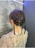 ツインお団子結婚式ヘアセット池袋韓国ヘアアレンジ