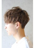 スパイラルパーマメンズマッシュベージュダブルカラー本厚木