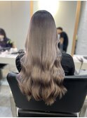ハイライトカラーくびれヘアアプリコットオレンジ