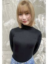 エダメ(EDAME)&nbsp;【小顔・顔まわり】レイヤーボブ/ハイトーン/ベージュ