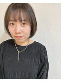 顔周り小顔カットショートボブ/マロンベージュ/くすみベージュ