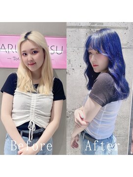 あるじゃんすー 梅田店 ネイビーブルーカラー#韓国風レイヤー#シールエクステ#梅田