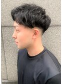ニュアンスパーマフェードカット透明感ツーブロックショート