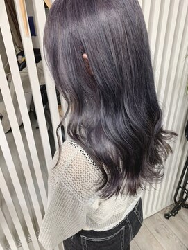 フロート 小阪店(float) パープルカラー_マロンベージュ Aラインボブ かきあげ