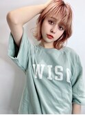 ピンクベージュ×ミディアムウルフ☆